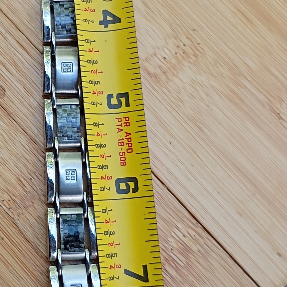 Silver and Black Men's Bracelet - Picture 6 of 7